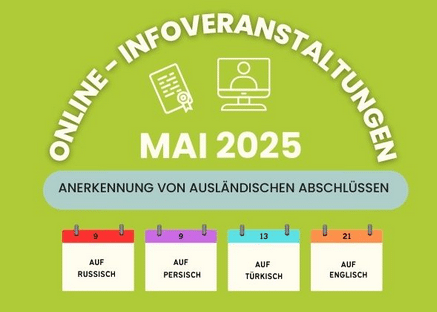 Informationsveranstaltungen - Anerkennung in vier Sprachen